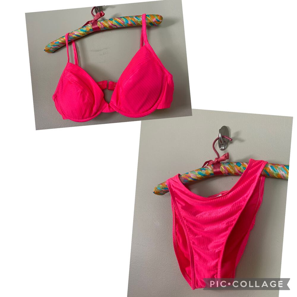 VTG Catalina Two Piece Bikini Set Size 12 Made in USA NEW! Hot Pink